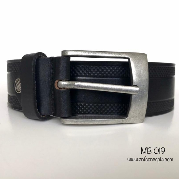 Genuine Leather Black embossed belt - Picture 2 of 6